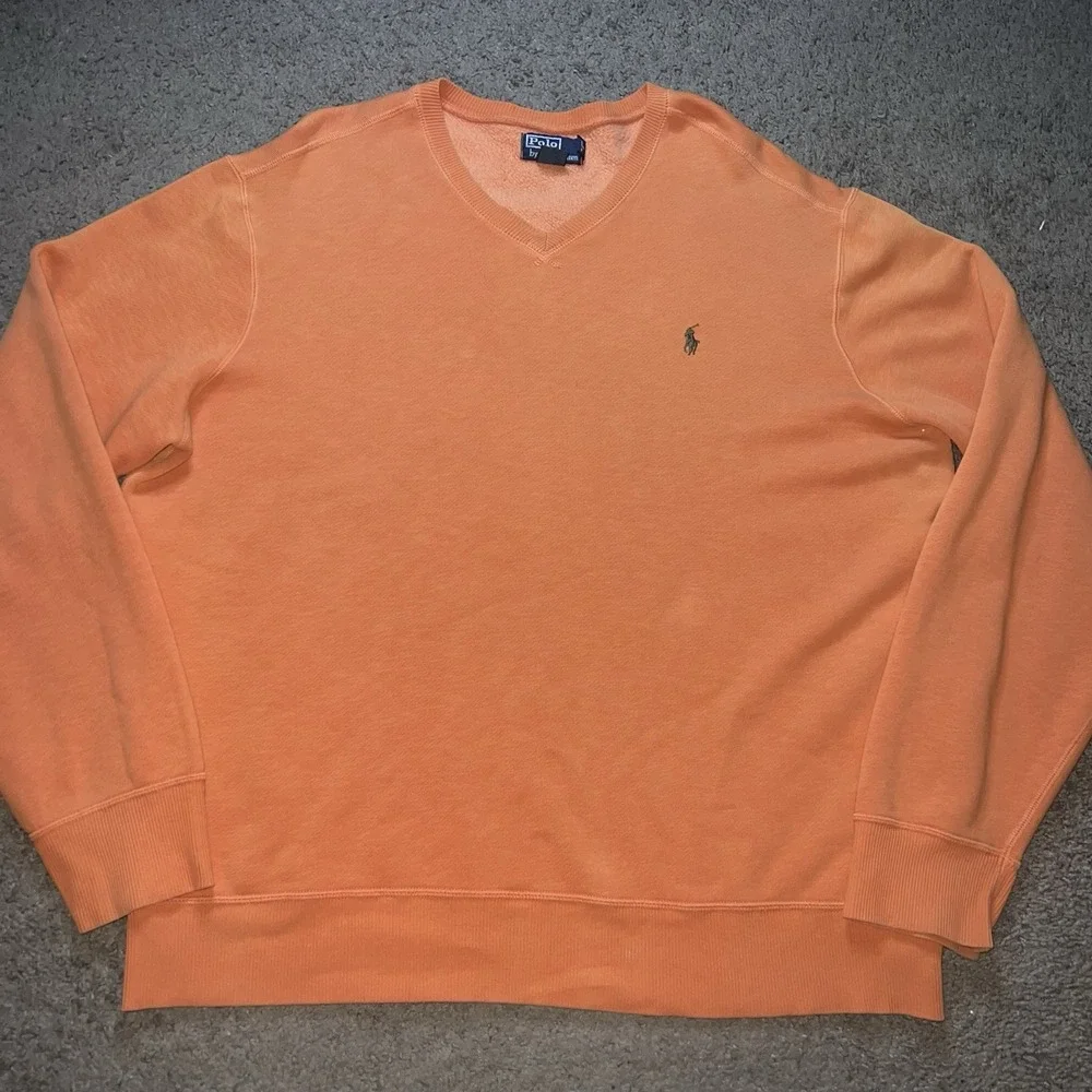 Vintage Polo Ralph Lauren Crewneck Sweatshirt Men's 2XL Orange Pullover 90s